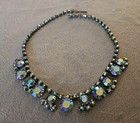 Vintage Austria Aurora Borealis  Green/Blue/Purple Rhinestone Necklace — photo 2