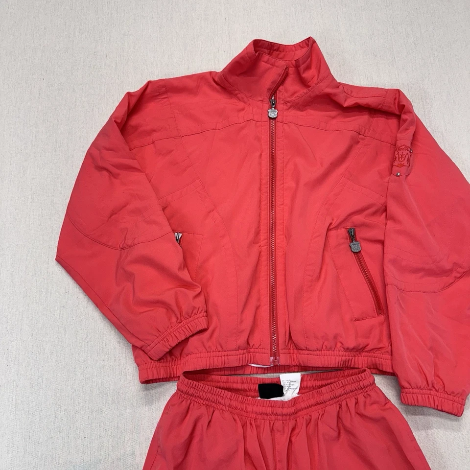 Conjunto de chándal chaqueta y pantalón vintage Kaelin para mujer rosa melocotón talla S pequeño Y2K Foto 2 de 4