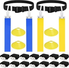 DkOvn Flag Football Belt, 2pcs Adjustable 14pcs(7 Blue+7 Yellow) 