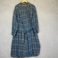 Vintage 1960s Pilgrim Sears Plaid Robe Men's Medium Belted Housecoat Blue Gray