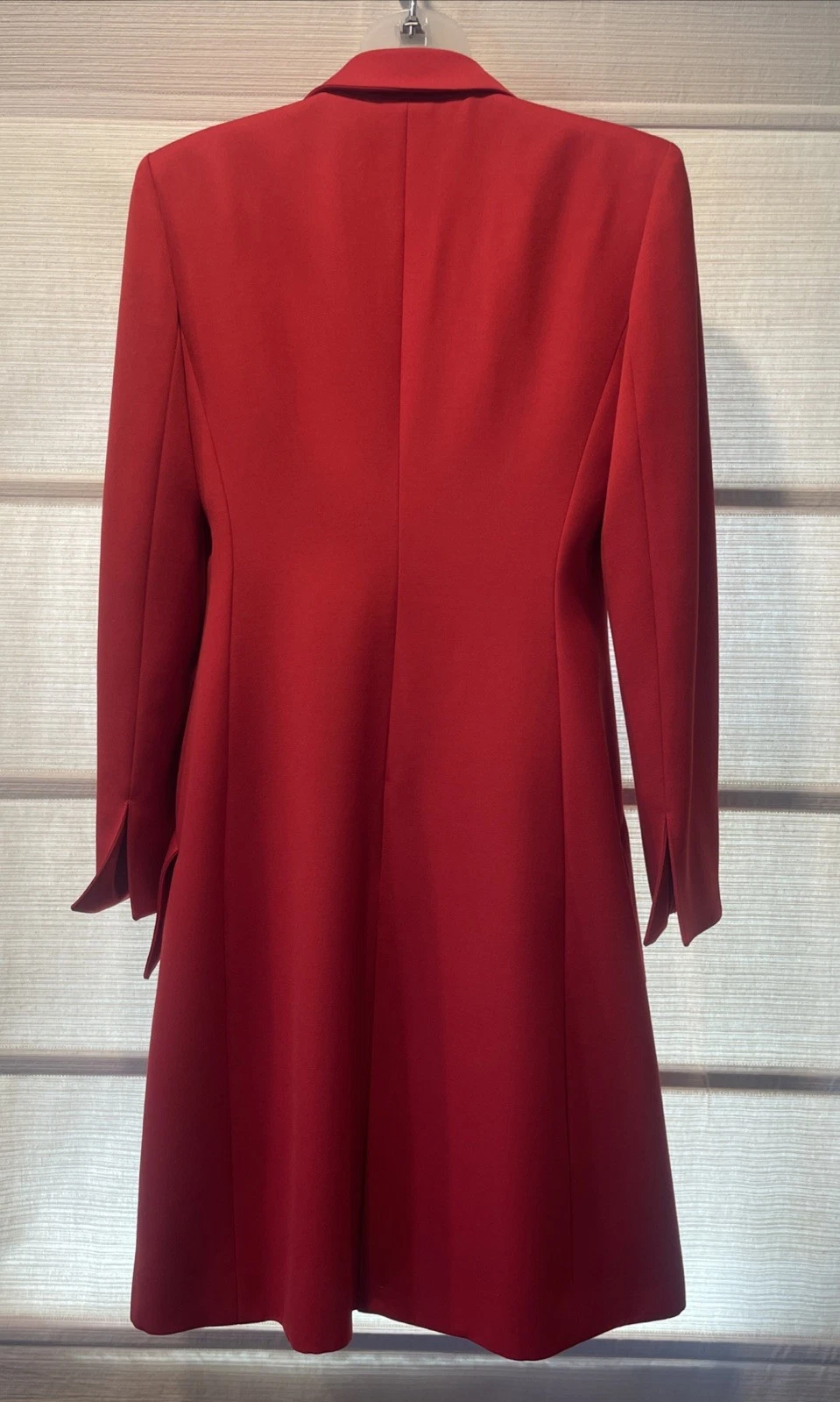 Cappotto doppiopetto vintage Valentino rosso lana gaberdine ~ pezzi ~ logo foderato in seta ~ taglia 6