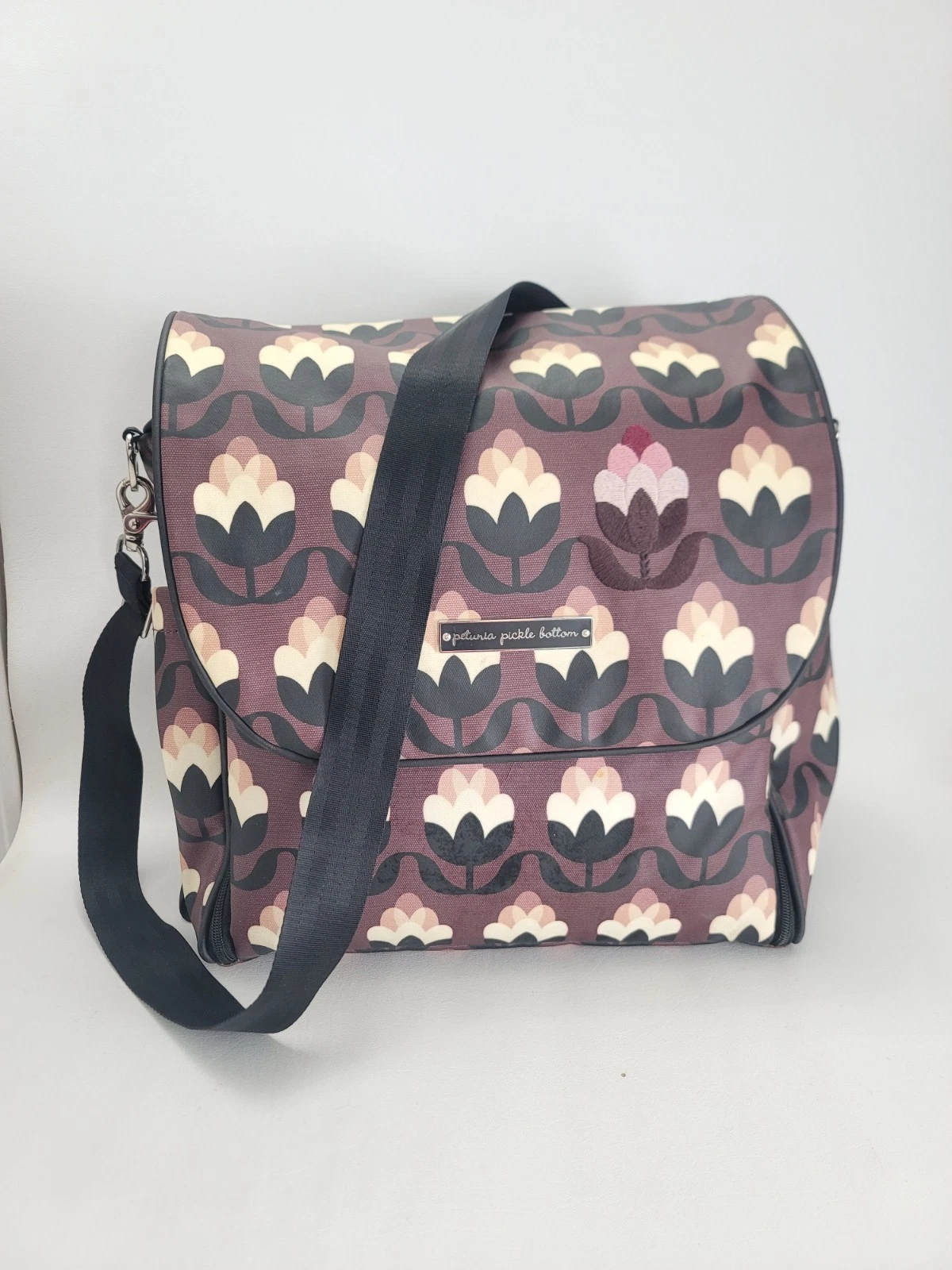 PETUNIA PICKLE BOTTOM Boxy Backpack DIAPER BAG Changing Pad Purple Floral Baby