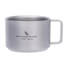 Boundless Voyage Titanium Double Wall Coffee Cup Mini Mug 100ml Lightweight M...