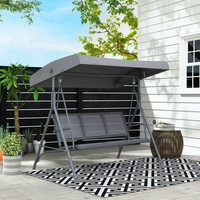 3 Seater Garden Swing Chair Patio Hammock Outdoor Bench Seat w/ Canopy Grey