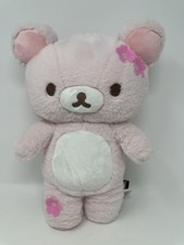 San-X Rilakkuma 15" Stuffed Plush Cherry Blossom Series Pink Bear Zip Pouch