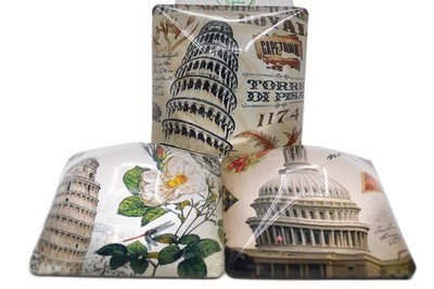 Set of 3 Decorative Paperweights. Hand Crafted with Monument Design