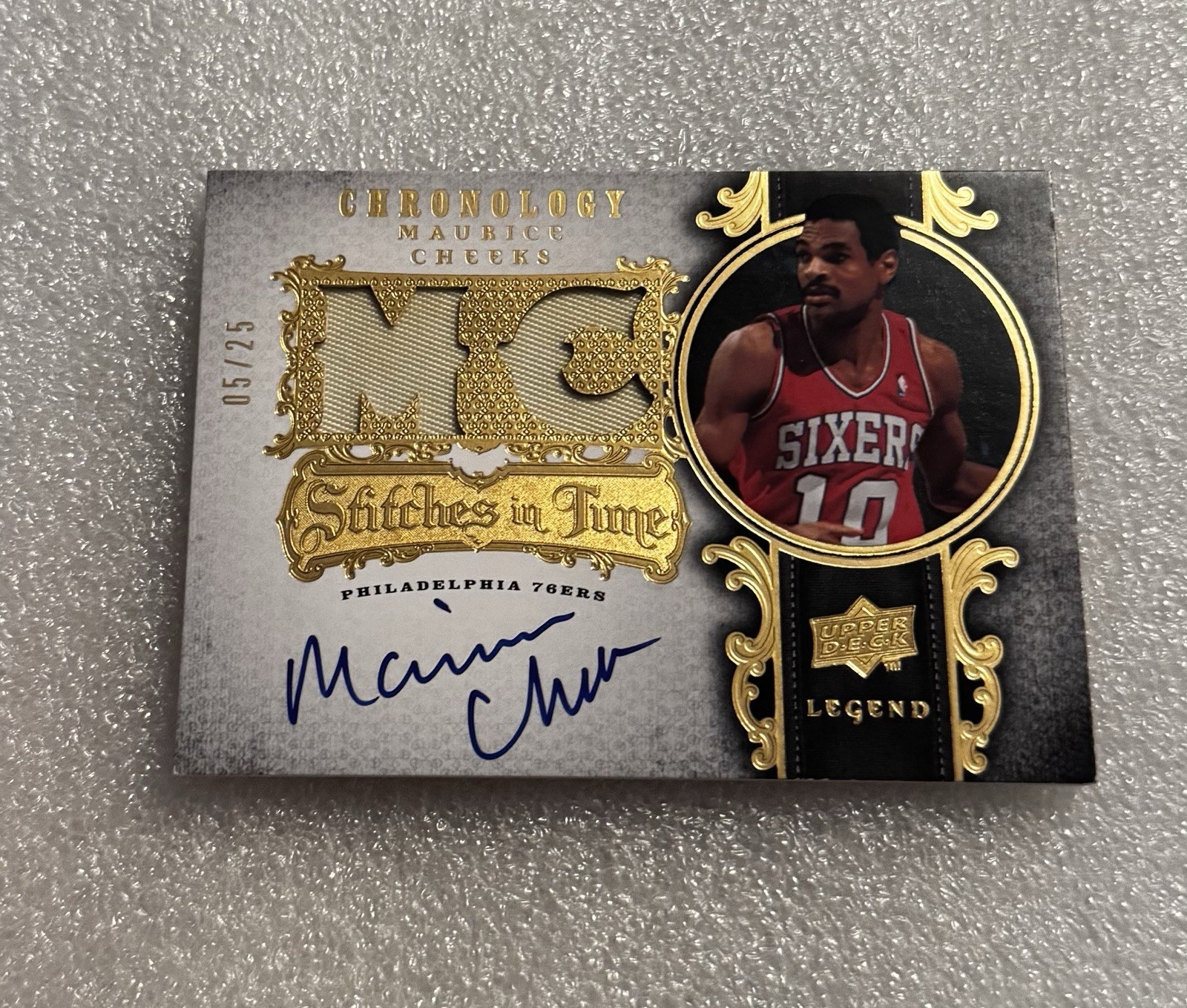 MAURICE CHEEKS 2007-08 Upper Deck Chronology DUAL PATCH AUTO #5/25 Stitches Time