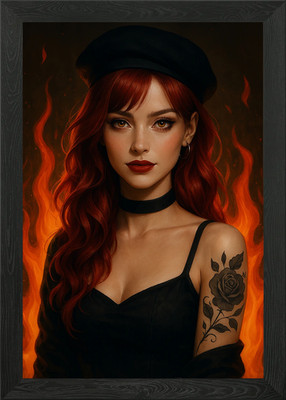 Fiery Redhead Portrait Framed Wall Art Poster Canvas Print Picture