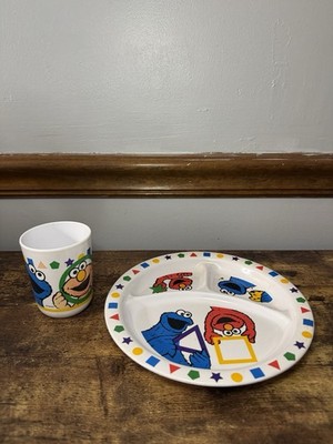 The First Years Sesame Street Melamine Plate And Cup Set - Elmo & Cookie Monster