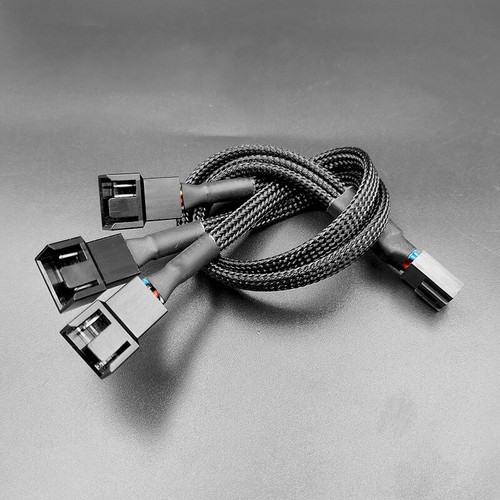 PWM PC Fan Splitter 1 to 2/3 4pin/3pin Sleeved Adapter Cable Extension Adapter - Photo 3/12