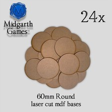 24x Round 60mm MDF Miniature Bases Warhammer Laser Cut 40K FREE SHIPPING