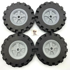 4 Knex Large Tires 3.5 Gray Silver Wheels Used Oem