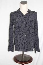 RAILS Rhett Ash Women's Cheetah Button Up Blouse Size S Rayon/Viscose Black/Gray