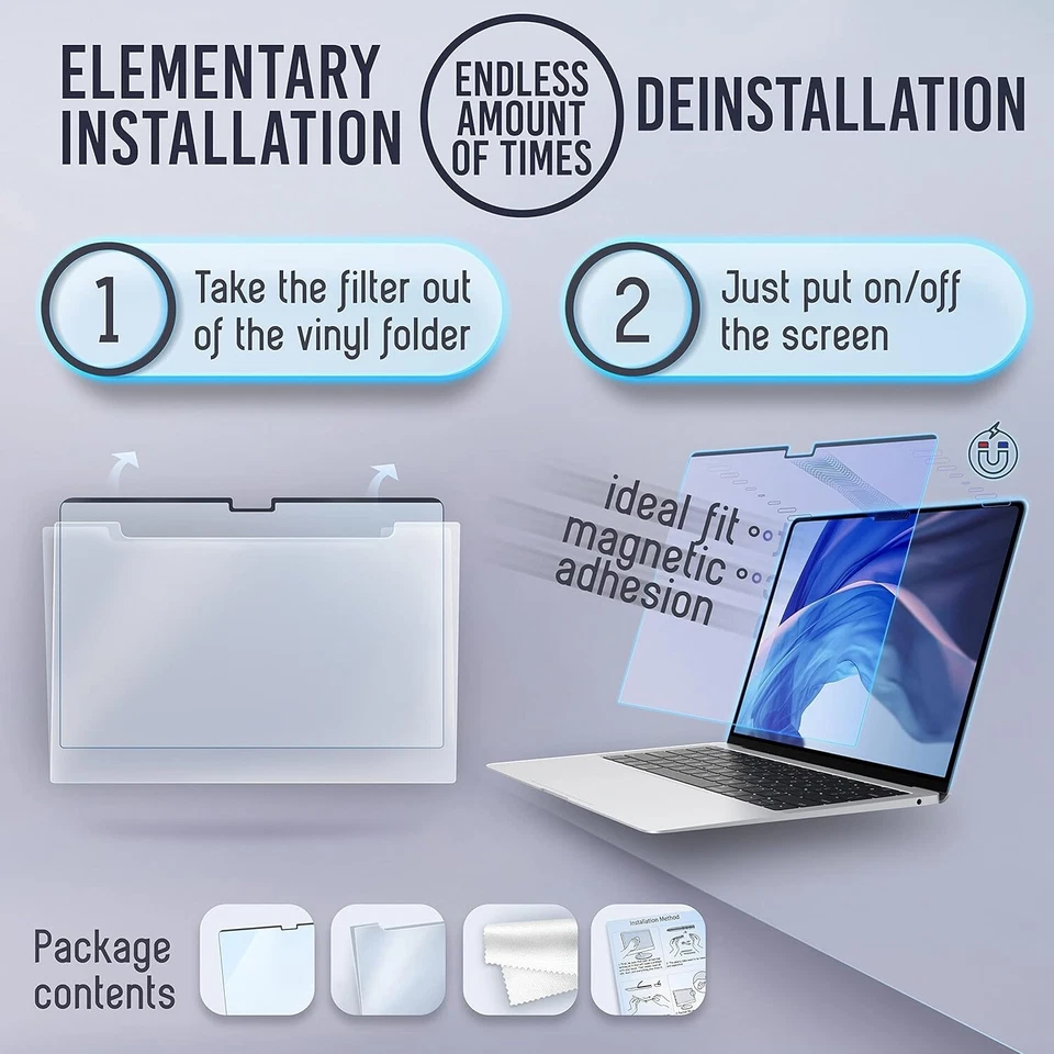 VINTEZ Magnetic Laptop Screen Protector Blue Filter - MacBook Air 13" 2018-21 ## - Image 2 of 4