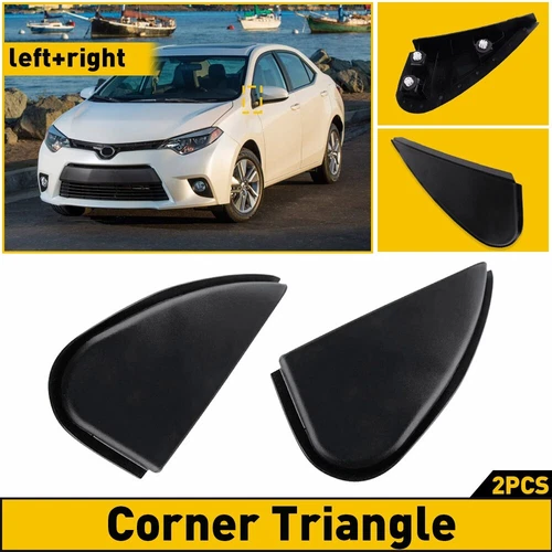 Black 2x Side Mirror Corner Triangle Cover Trim Fit for Toyota Corolla 2014-2016