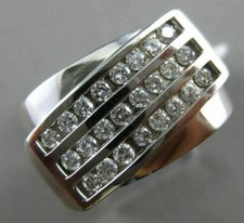 ESTATE LARGE .65CT DIAMOND 14KT WHITE GOLD 3D MULTI ROW MATTE  SHINY MENS RING
