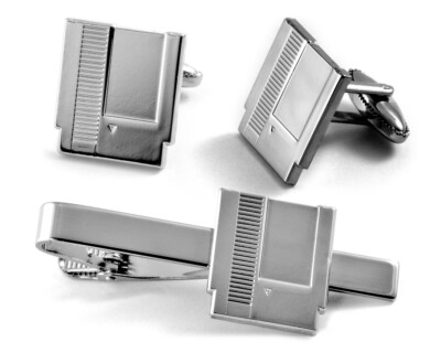 Nintendo Cartridge Cufflinks, NES Tie Clip SNES Jewerly Cuff links Guy Geek Gift