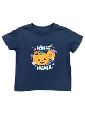 Infant  Toddler Girls Black Short Sleeve Spooky Season Halloween T-Shirt