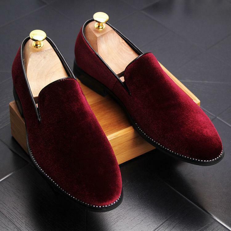 Men's Velvet loafer Casual slip on Dress oxford Formal wedding Shoes eBay