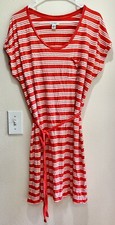 Old Navy Red Stripe Knee Length Dress Tie Waist XL Summer Beach Fun