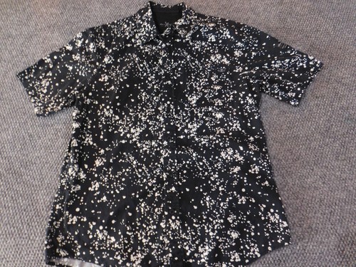 Marc Ecko Mens Shirt Medium black cut & sew button up logo graphic - Picture 2 of 14