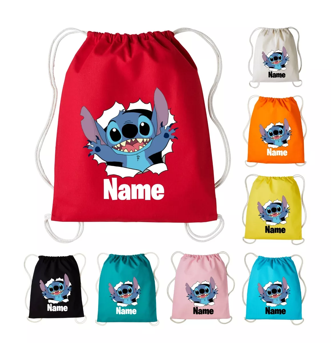 Personalised Stitch Name Cotton PE Kit Drawstring Bag School Sport