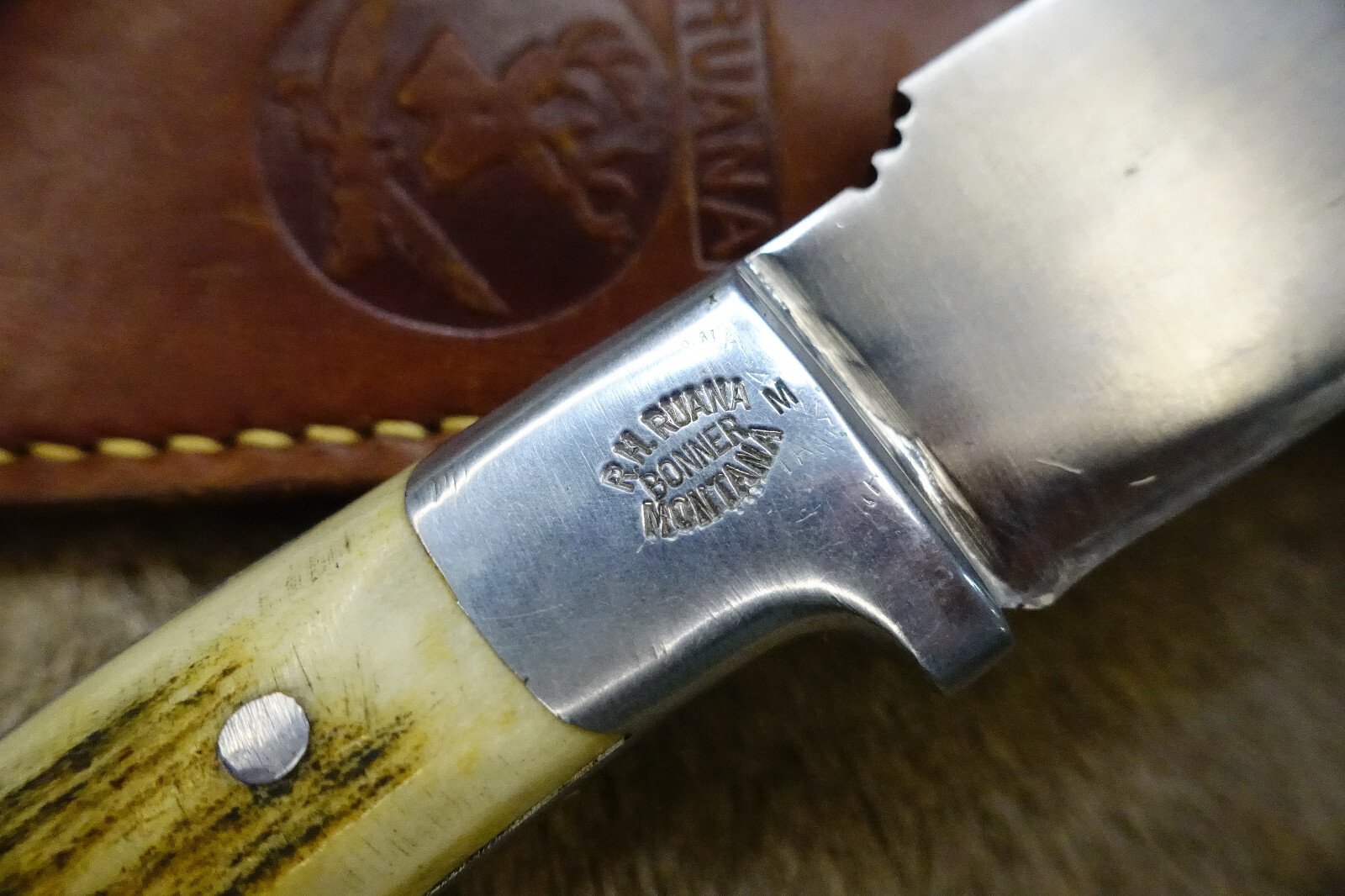 RUANA M STAMPED SKINNING KNIFE WITH ORIGINAL SHEATH eBay