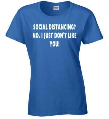 Social Distancing Damen T-Shirt Spread The Message Prevent Anti-Virus Beleidigung