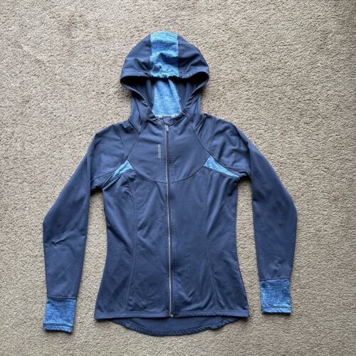 Reebok Sweatshirt Womens Medium Hoodie Full Zip Blue High Neck