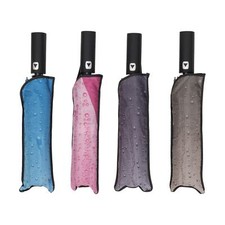 Telescopic pocket umbrella with drop motif windproof with protective cover 100 cm