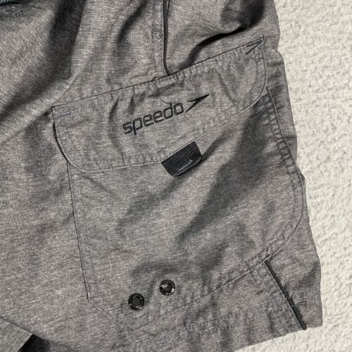 Speedo costume da bagno uomo piccolo grigio nero tasca cargo coulisse rete fodera - Foto 4 di 9