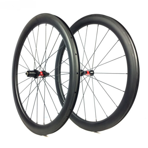 700C Carbon Road Bike Wheelset 25mm Width 38/45/50/60mm Depth Clincher Wheels - Picture 1 of 19