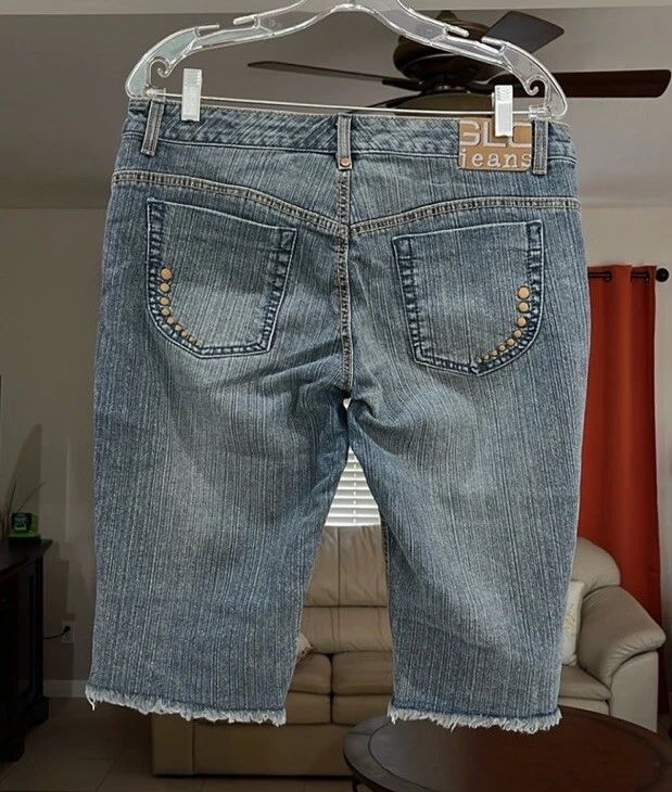 Pantalones Cortos GLO Jeans Juniors Denim Capri Dobladillo Crudo Bermudas Jean Talla 13 Foto 2 de 4
