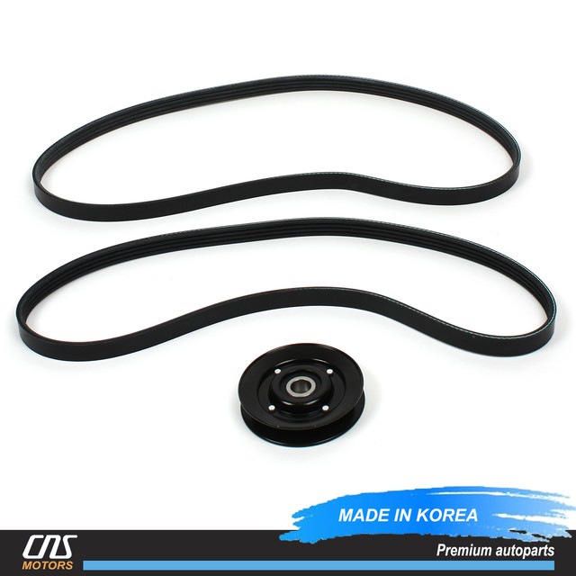 Fits 0105 Kia Rio 1.5L 1.6L VRibbed Belt & Idler Pulley Kit w/o Power