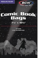 Pack of 100 Bags BCW Regular/Silver Comic Bags 7 1/8 x 10 1/2  CS63 
