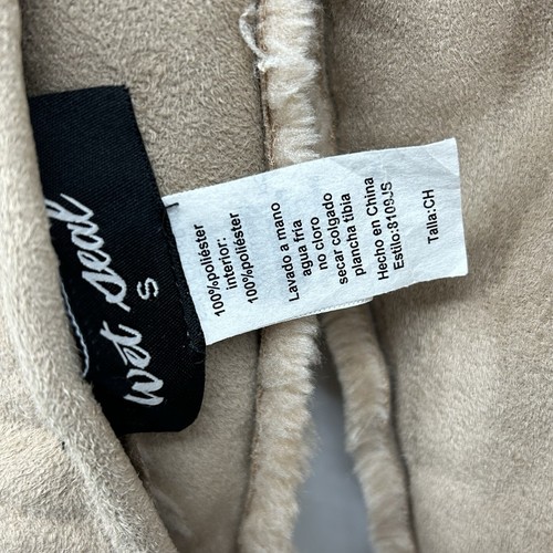 Wet Seal Y2K 1990’s-2000 Tan Suede Sherpa Lined Coat/Jacket Size Small Zip/Snap - Picture 7 of 10