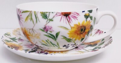 Sonnenblumen Wiese Tasse & Untertasse Cappuccino 300 ml 10 fl oz Fine China Floral Set