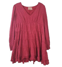 Urban Outfitters Womens Tunic Top XS Red Swiss Dot Tiered BOHO Festival Casual