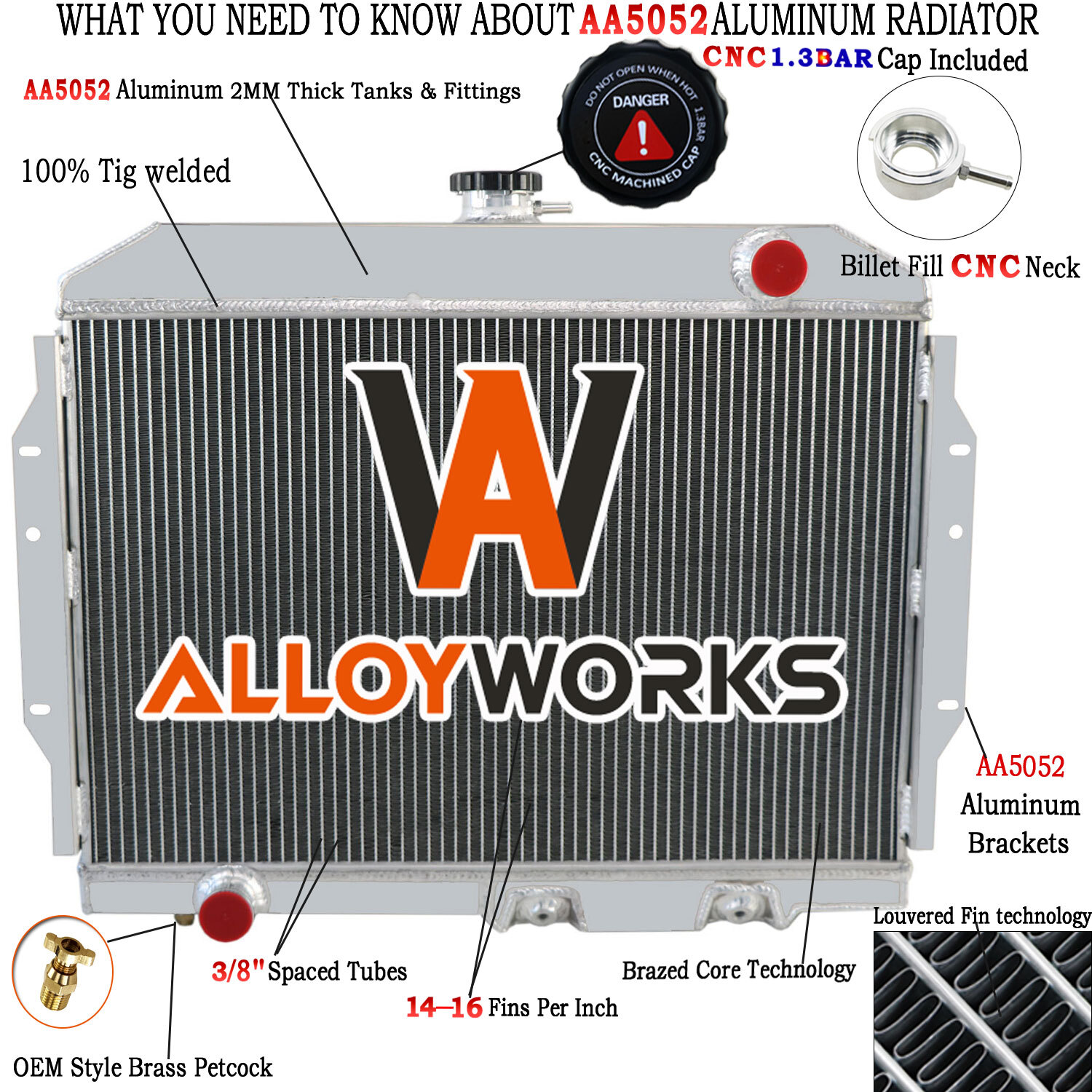 4 Row Aluminum Radiator For 1968-1974 AMC Matador Javelin Ambassador AMX Wagon