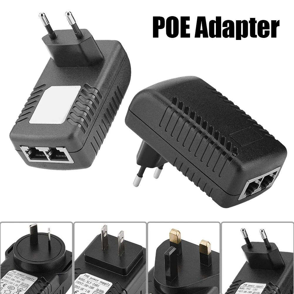 48V-0.5A EU US Wall Plug POE Injector Ethernet Adapter Camera Phone Power Supply