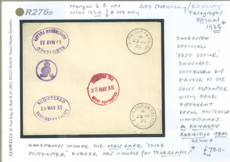 GB GPO OFFICIAL Card RARE ROYALTY POSTMARKS 1935 KGV {samwells-covers}R276d - Image 2 of 4