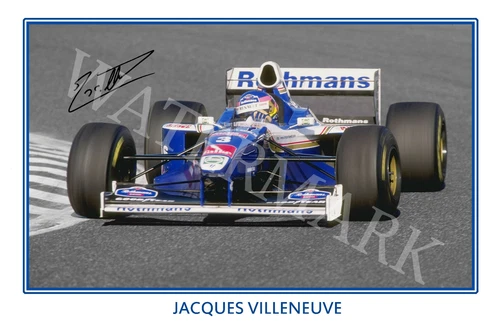 Jacques Villeneuve signed 12x18 inch photograph poster - 1997 F1 World Champion