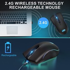 Gaming Mouse Wireless USB Rechargeable 7 LED Backlight Optical Mice for PC 2