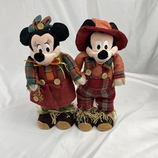 Disney Mickey  Minnie Mouse Scarecrow Halloween Fall 13" Stand Up Greeter KCare