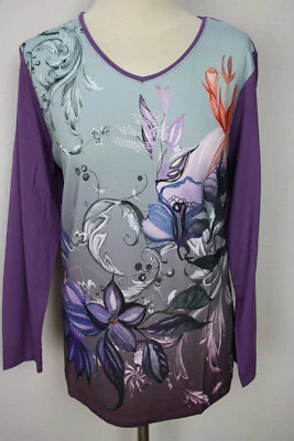 Damen Oberteil Shirt BlumenGlitzer Viskose MILANO Design Gr.44,46,48(44/46) - Bild 1 von 4