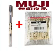 10Pcs Muji Gel Ink Ballpoint Pen Refills 4Color 0.38/0.5mm +1pcs Muji Gel Pens
