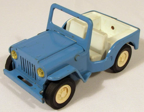 Vintage TONKA Blue 6" JEEP with Fold Down Windshield GREAT SHAPE Pressed Steel