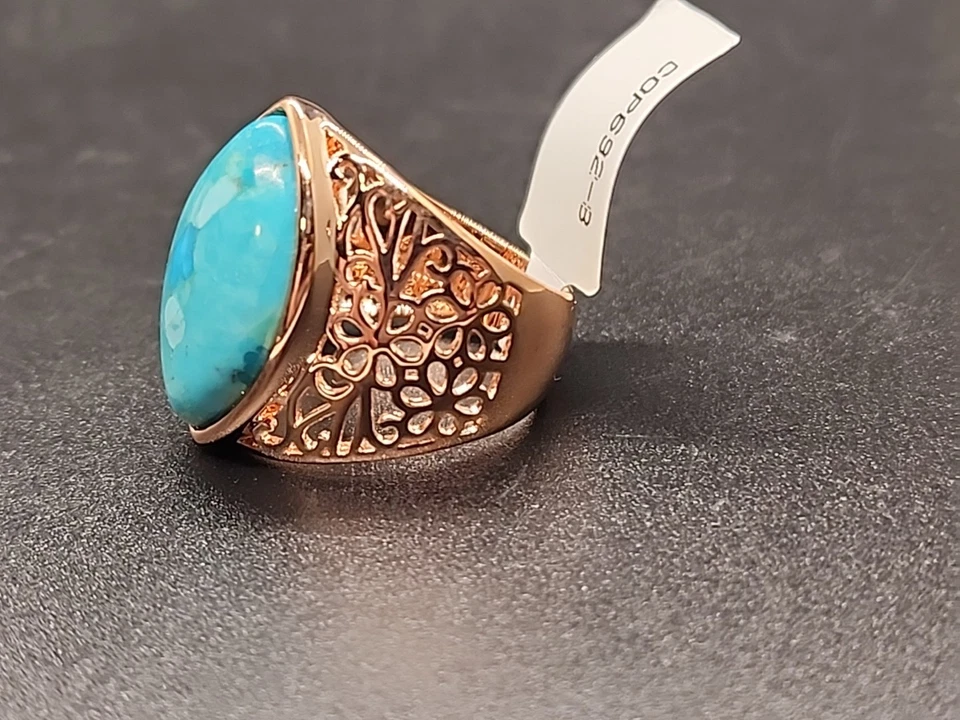 Anillo Timna Azul Marqués Turquesa Cobre Talla 8 COP692 Foto 2 de 4
