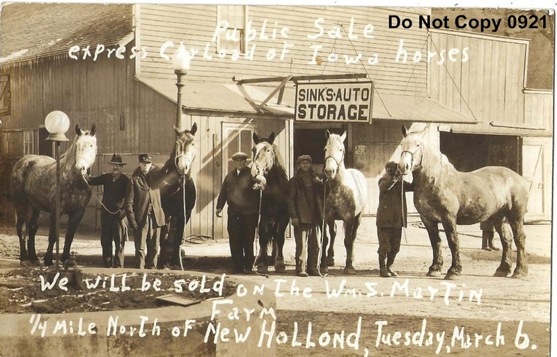 RPPC Real Photo Postcard Of Wm. S Martin Public Sale Iowa Horses New Holland, PA