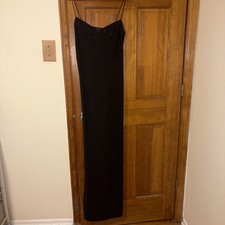 Vintage Dave & Johnny by Laura Ryner Black Beaded Maxi Gown 9/10 Sheer